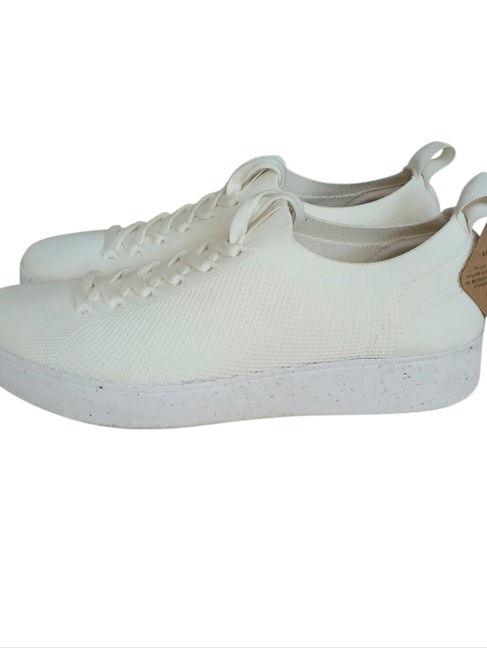 NEW Fitflop Rally E01 Multi Knit Sneakers 8 Cream Recycled Arch Support Neutral